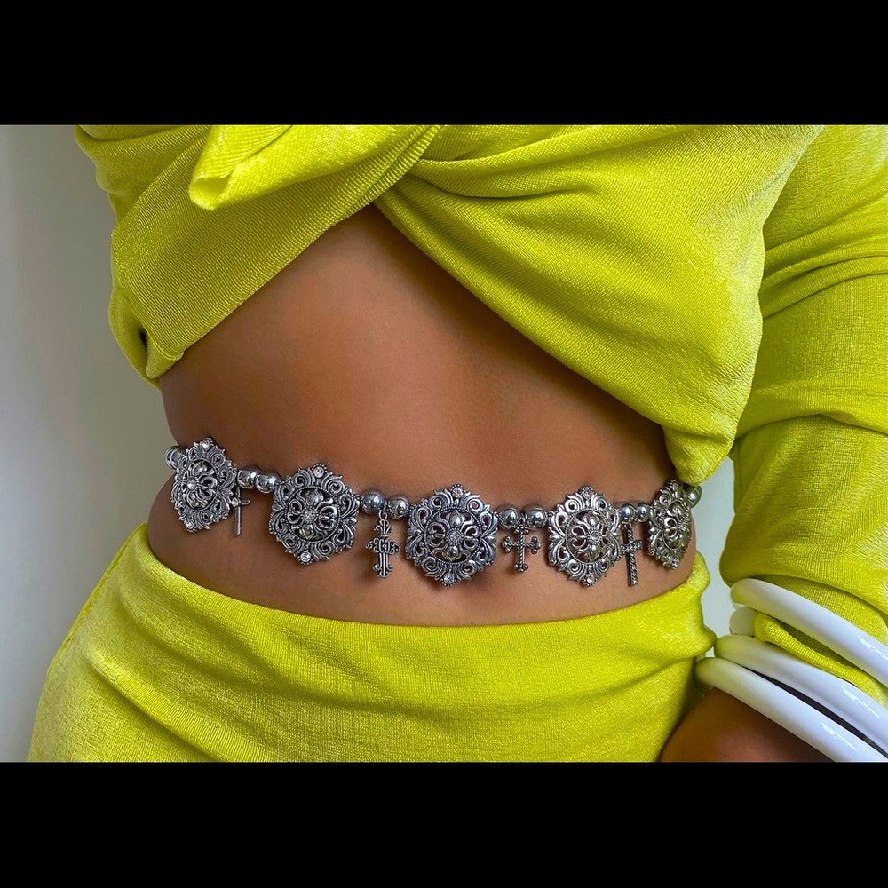 BP jewelry silver cross waist chain